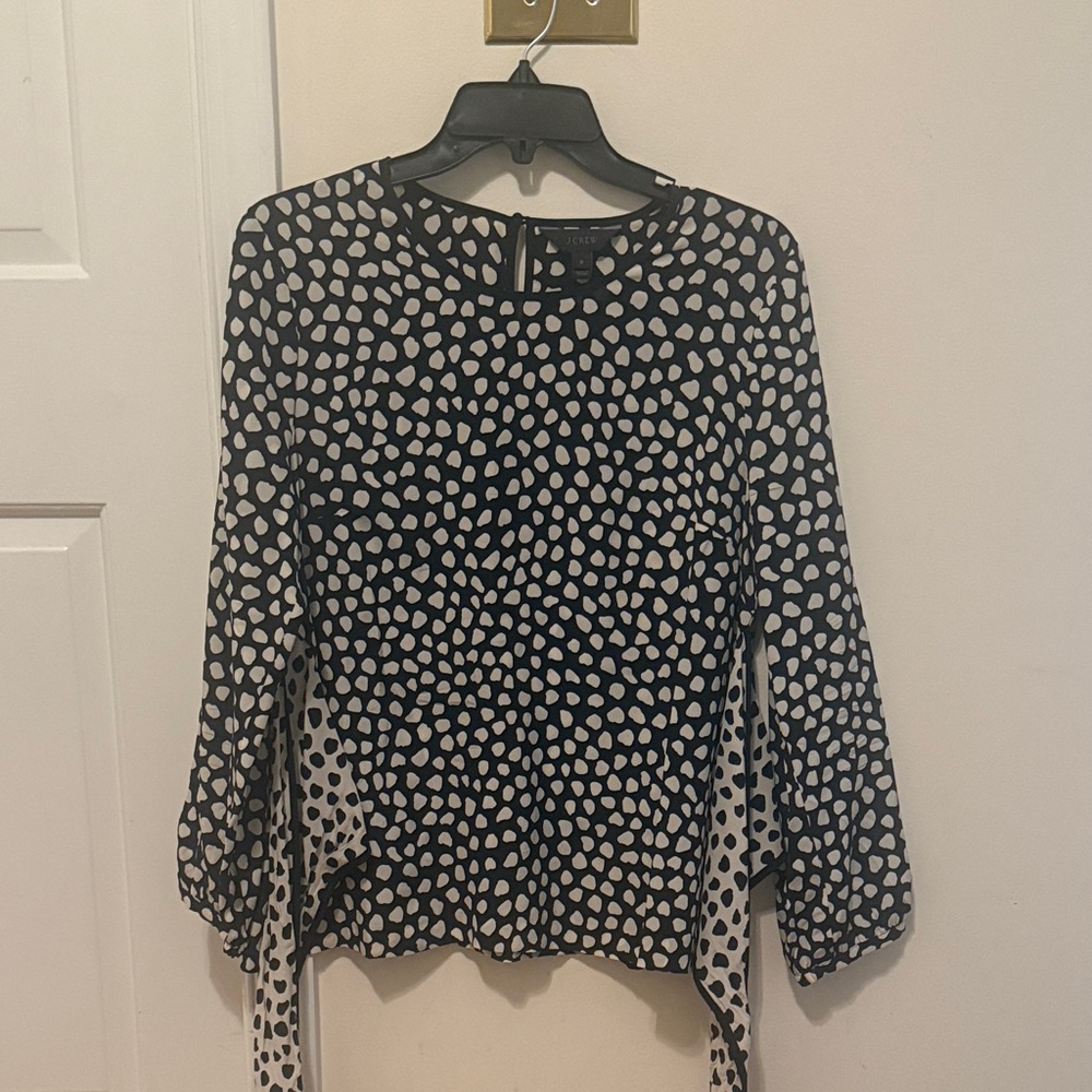 J. Crew Black and White Patterned Blouse